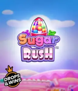 Dive into the sweet world of the Sugar Rush slot game by Pragmatic Play, featuring a colorful candy dispenser against a dreamy background of candyland. This image evokes the fun and excitement of the slot, highlighted with bright candies and enticing typography. Great for candy lovers, promising endless entertainment. 